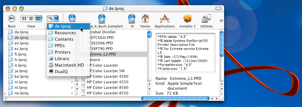 Eine PPD-Datei unter OS X